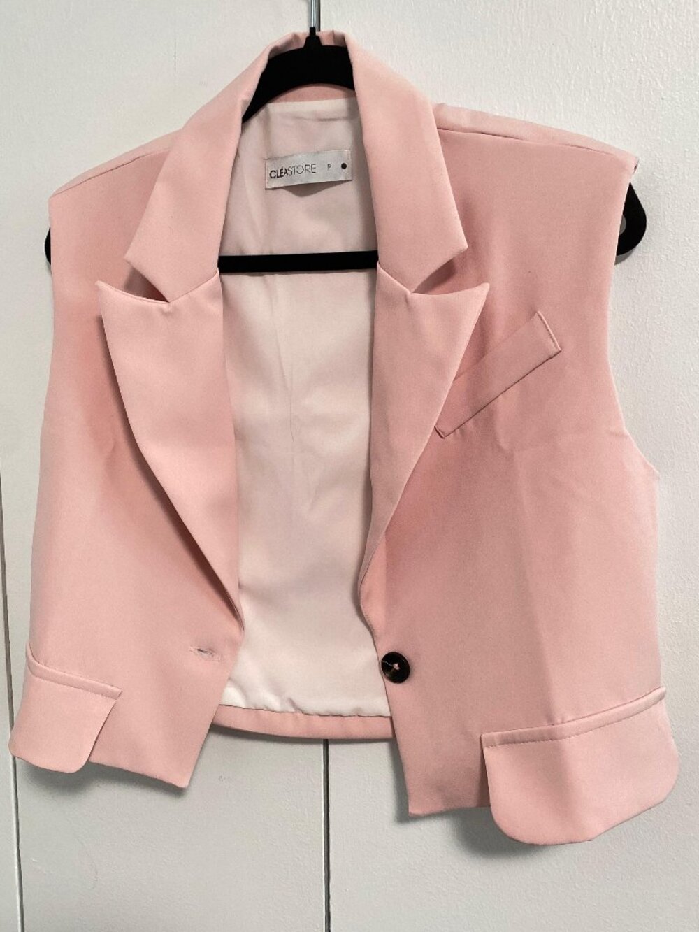 Blush Tailored Sleeveless Blazer Vest (Cropped)